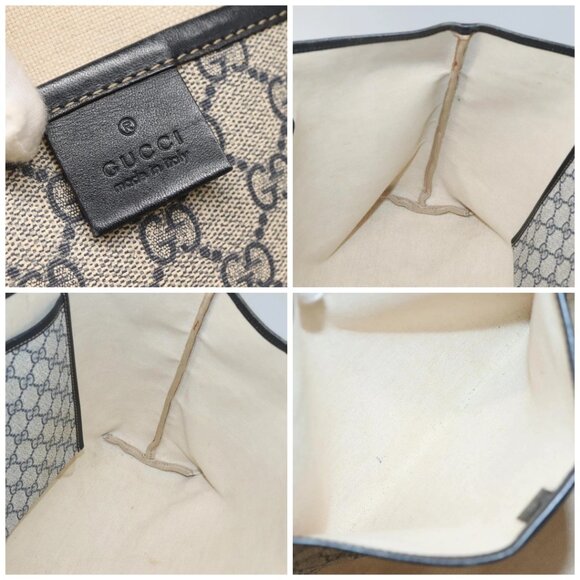 GUCCI GG Supreme Sherry Line Tote Bag PVC Navy Silver 211134 Auth bs27569 - Picture 16 of 16